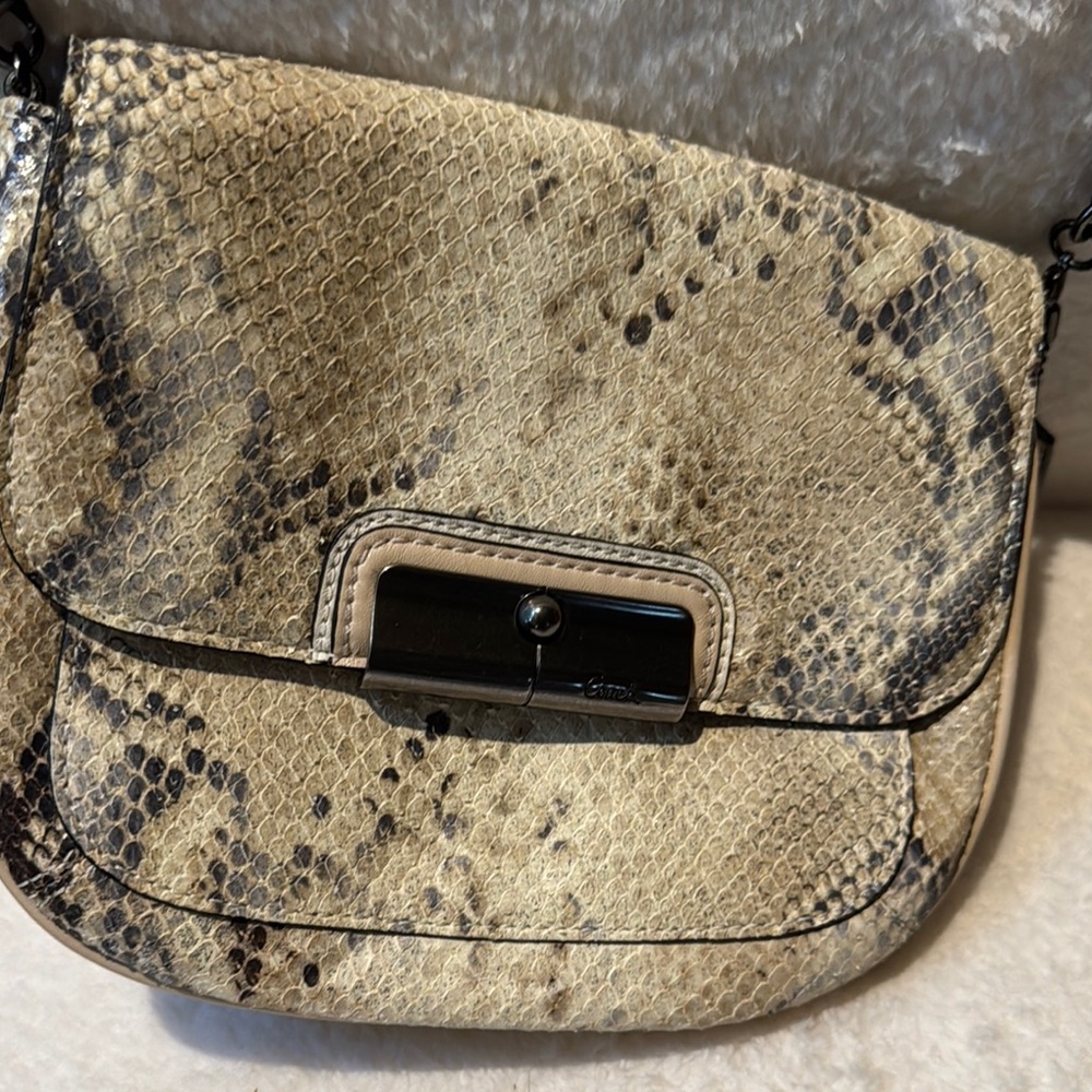 Coach Beige Snake Print Shoulder Bag - Picture 5 of 5